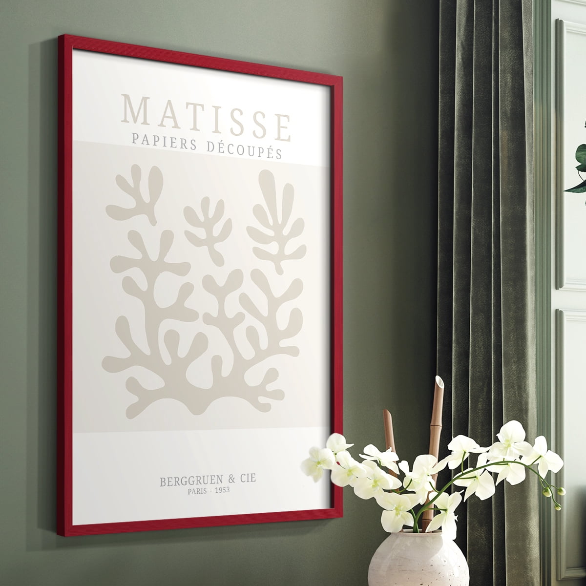 Matisse CDXXVIII in Red Solid Wood Framed Print No Nail Hanging