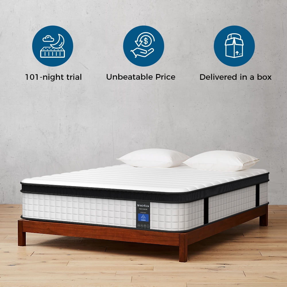 Inofia 10 Inch Hybrid Queen Size Mattress in a Box with Responsive Memory Foam, Multiple Sizes