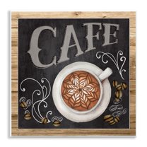 Stupell Industries Chalkboard Style Cafe Sign Latte Coffee Beans Motif Wood Wall Art, 12 x 12, Design by ND Art