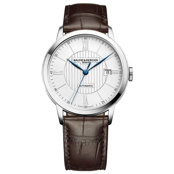 Baume & Mercier Baume et Mercier Classima Automatic Silver Dial Brown Leather Men's Watch 10214