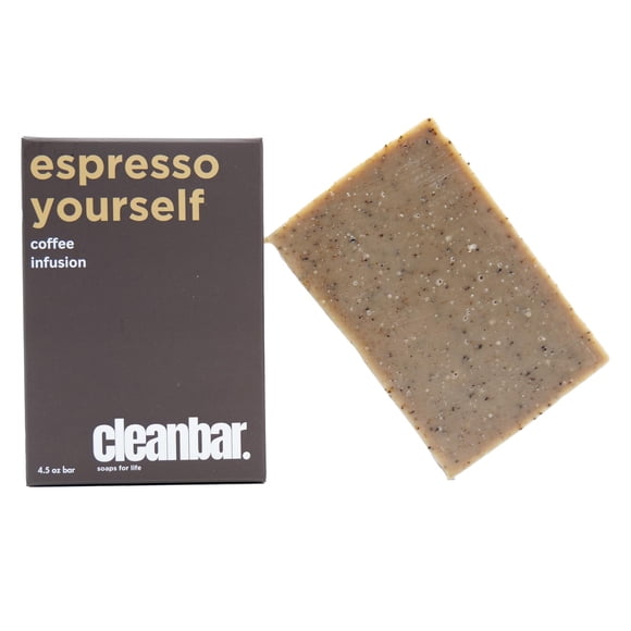 Jabón de barra natural Cleanbar - Espresso Yourself - Jabón de barra exfoliante de café, almendra, lavanda, menta y limón, 4.5 oz