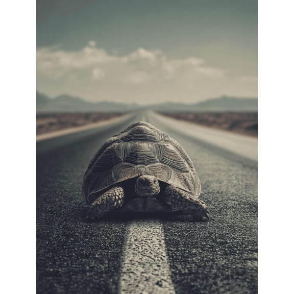 Qisvanset Tortoise On Road Canvas Wall Art 15.75x11.81 Inches