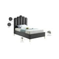 thumbnail image 2 of Meridian Furniture Lily Solid Wood and Tufted Velvet Twin Bed in Gray, 2 of 6
