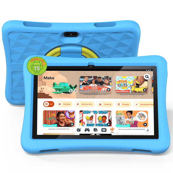 Plimpton Kids Tablet, Google Kids Space, Android Tablet for Kids, 10 Inch Ttablet with Parental Control, 9(3 6)GB RAM 64GB Storage, 6000mAh, WiFi 6, EVA Shockproof Case, kids10 - Blue