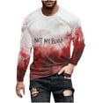 thumbnail image 2 of YOIAVAIOY Mens Graphic T shirt Halloween Ghost Shirts Novelty Holiday T-shirts Long Sleeve Round Neck Blouse Spooky Season Outfits Red M, 2 of 5