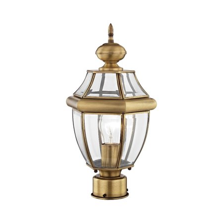 1 Light Outdoor Post Top Lantern in Traditional Style 8.5 inches Wide By 16.5 inches High-Antique Brass Finish Bailey Street Home 218-Bel-1653475