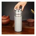 thumbnail image 2 of Stainless Steel Tea Infuser Bottle With Quick Open Lid - 380ml, Silver | Double Wall Tea Separation Cup One Handed Snap Buckle - Infused Detox Water Loose Leaf Tea Maker | Leak Proof, Reuseble, 2 of 5