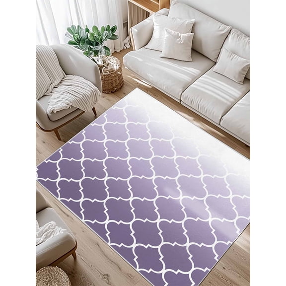 Lavender Purple Area Rug for Bedroom 5x7 Ft Moroccan Trellis Abstract Gradient Geometric Super Soft fuzzy Throw Rug Non-Slip Fluffy Plush Indoor Floor Carpet for Living Room Nursery Home Decor