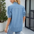 thumbnail image 5 of Posijego Women's Denim Shirts Short Sleeve Button down Shirt Collared Casual Summer Tops Womens Clothes, 5 of 7