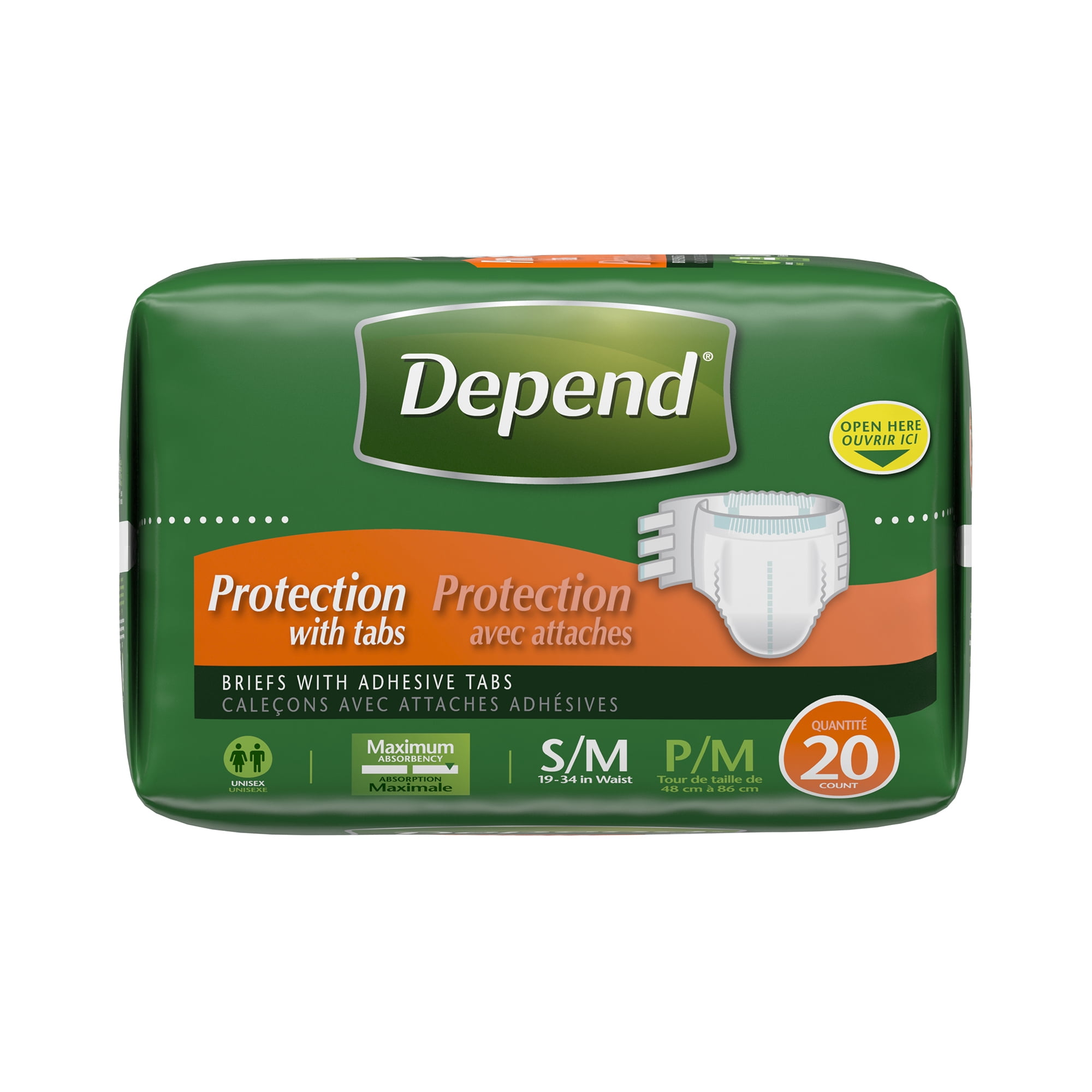 Depend Protection Incontinence Underwear, Unisex, Maximum Absorbency, Small/Medium, 20 Ct, Pack of 4