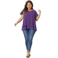 thumbnail image 3 of DARING DIVA Women's Plus Ruffle Short Sleeves V Neck Chiffon Blouse 2X Purple, 3 of 6