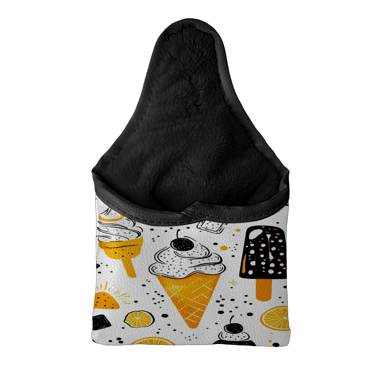 Golf Mallet Putter Cover Premium Leather Waterproof Golf Putter Head Cover with Magnetic Closure Ice Cream Pattern