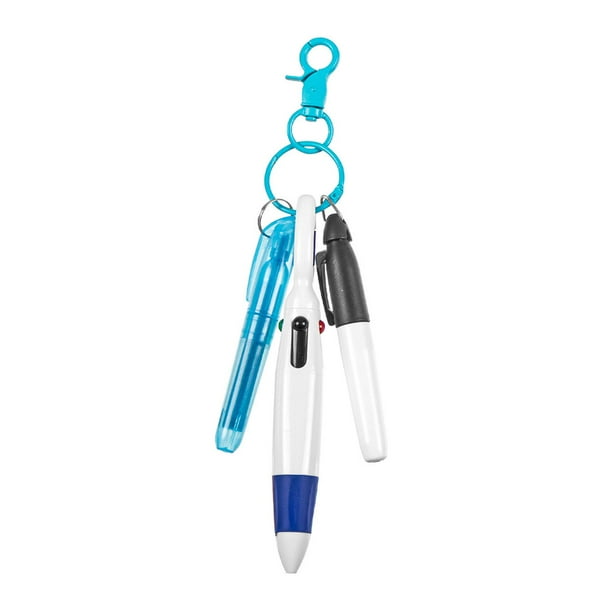 Bolígrafo con Mosquetón, Bolígrafo Lanzadera, Retráctil, Material de Oficina, Regalo, Punta Fina, Bolígrafo Multifunción, Bolígrafo Enfermera azul
