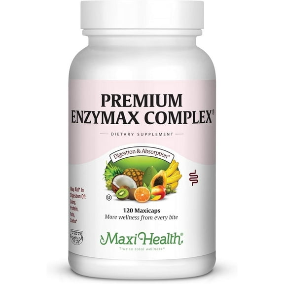 Maxi Health Enzymax Digestive Enzymes Complex – Supports Digestive Health & Gas Relief – 120 Capsules