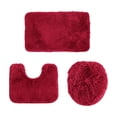 thumbnail image 1 of Bathroom Rug Mat Set, 3-Piece Solid Color Soft Absorbent Shower Floor Mat with U-Shaped Contour and Toilet Seat Cover, Machine Washable Non-Slip Bath Rug, 1 of 6