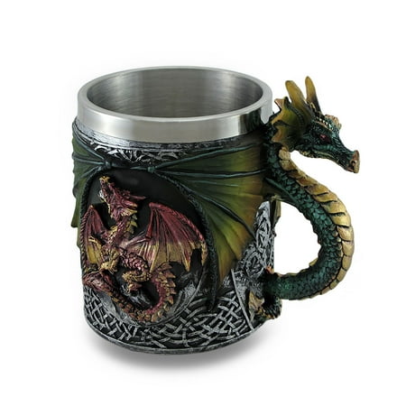 - Gothic Dragon Tankard Celtic Knot work Mug w/Stainless Steel Insert