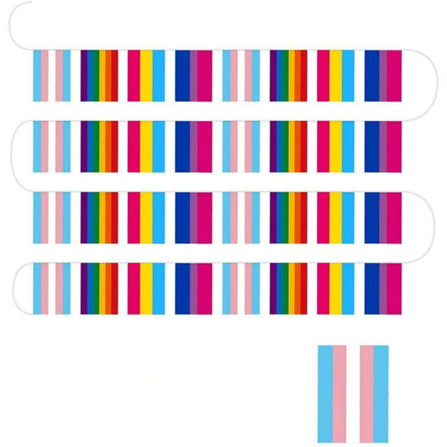 Banderas del Orgullo Gay, 10m/40 Uds. 14*21cm banderas del arco iris banderas del arco iris Orgullo Gay lésbico cadena bandera probada y confiable