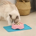thumbnail image 4 of Yhmxh Cat Food Mat, Silicone Pet Feeding Mat for Floor Non-Skid Waterproof Dog Water Bowl Tray with High Raised Edges, Easy to Clean Pet Placemat for Raised Edge Prevent Spills on Floor & Carpet, 4 of 6