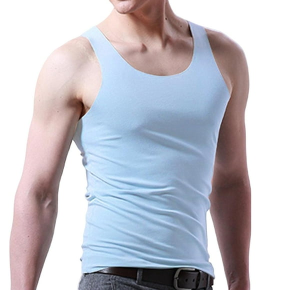 Mlzmgr Athletic Tank Top for Men Crew Neck Sleeveless Shirts Solid Color Ice Silk Comfy Workout Gym Tanks