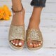 thumbnail image 5 of Bmisegm Ladies Summer Rhinestone Shiny Beach Outside Wear Slope Heel Big Size Sandals Slippers Sandals Women Summer Gold 8.5, 5 of 8