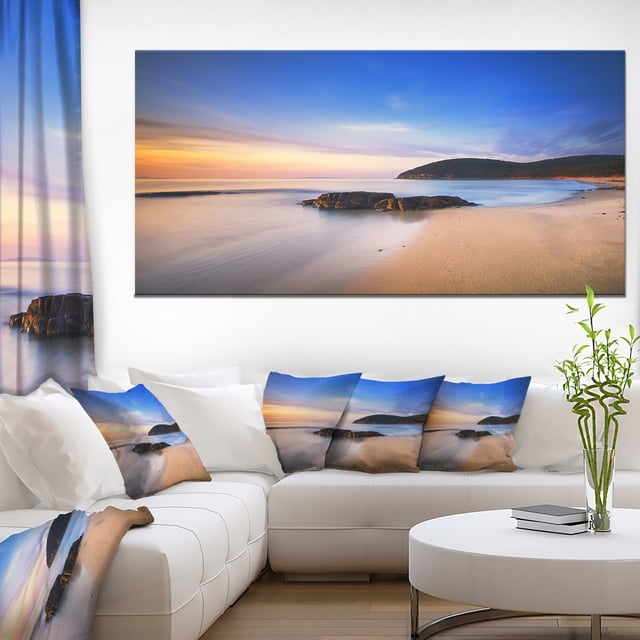 Beautiful Sunset in Cala Violina Beach - Extra Large Seashore Canvas Art
