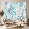 thumbnail image 2 of Teal Grey Coral Coastal Tapestry for Bedroom Wall Hanging Tapestry, Summer Beach Seaside Nautical Ceiling Backdrop Tapestries Poster Blanket Wall Decor for Teens Room Living Room Dorm 59" x 79", 2 of 8