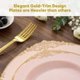 thumbnail image 5 of Daluvenix 350 Pcs Pink Plastic Dinnerware Set for 50 Guests,  Disposable Dinnerware Sets Include 100 Gold Rim Plastic Plates, 50 Silverwares, 50 Cups, and 50 Napkins for Party, Wedding, Holidays, 5 of 9