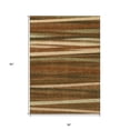 thumbnail image 3 of 3' X 5' Brown Copper And Beige Striped Washable Indoor Outdoor Area Rug, 3 of 5