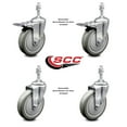 thumbnail image 2 of 5 Inch Gray Polyurethane Swivel 10mm Stem Caster Set 2 Total Lock Brake SCC, 2 of 2