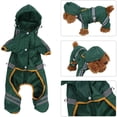 thumbnail image 3 of Abrigo impermeable mediano para perros, chaqueta para gatos con capucha ajustable y tira reflectante, mono para exteriores (verde, S), 3 of 5