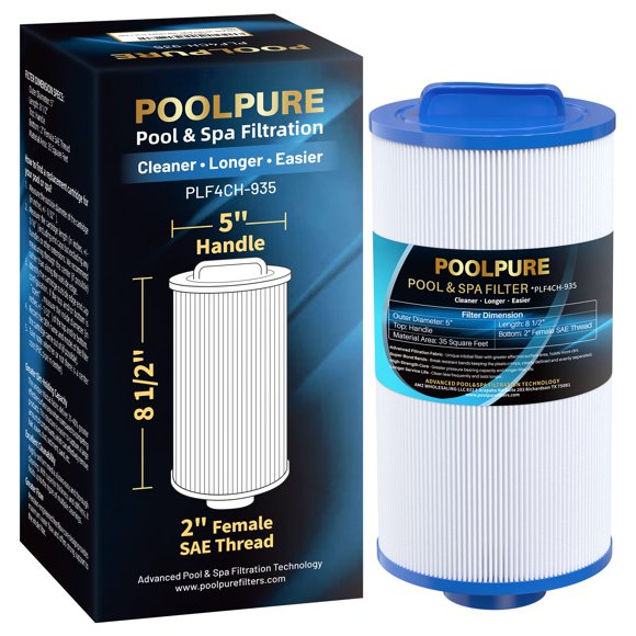 POOLPURE PLF4CH-935 Spa Filter Replaces 4CH-935, PWW35L hot tub Filter, 817-4035, FC-0170, SD-01235, PDC580-AFS, X268554, X268535, Waterway Teleweir 35 SF, Pure N Clean P