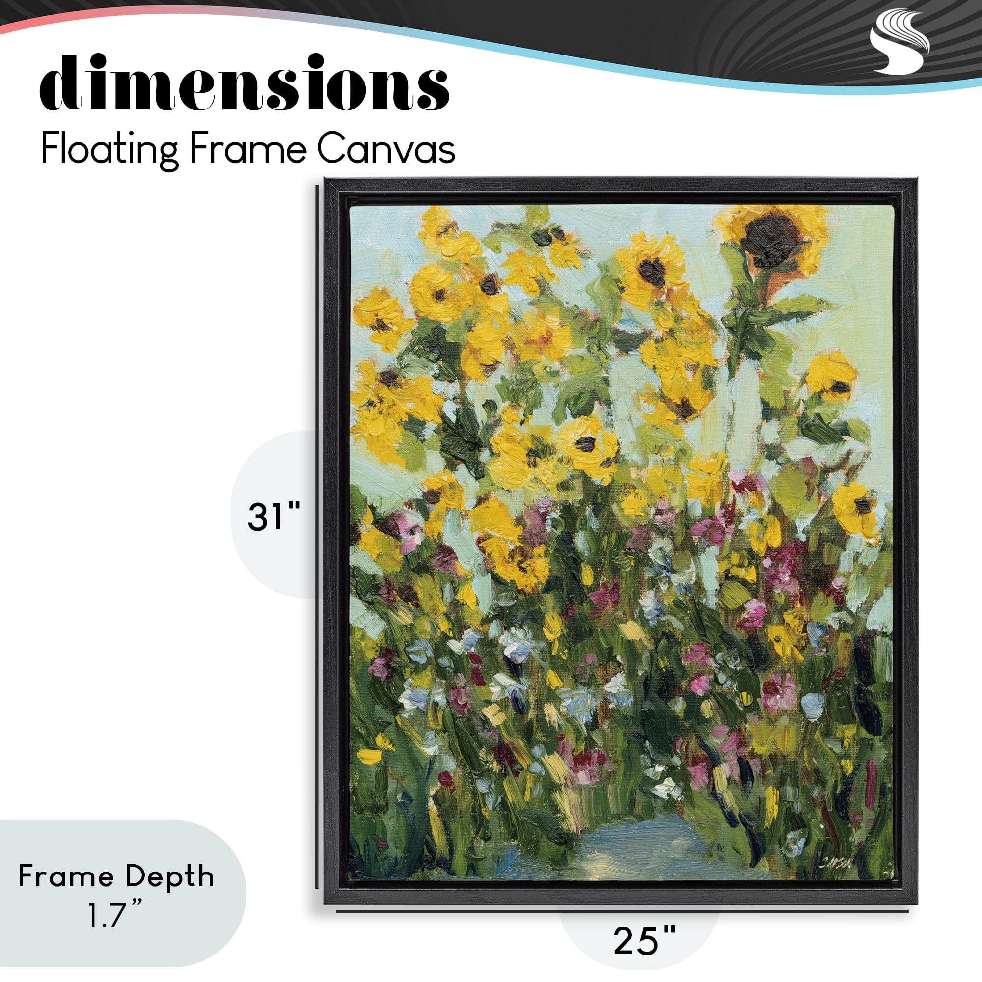 Stupell Industries Sunlit Sunflowers in Garden Black Framed Floater Canvas Wall Art, design by Carson Overstreet