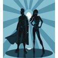 thumbnail image 3 of Superhero Duvet Cover Set, Man and Woman Superheroes Costume Capes Night Protector in Moonlight, Decorative 3 Piece Bedding Set with 2 Pillow Shams, King Size, Blue Teal, by Ambesonne, 3 of 3