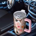 thumbnail image 6 of OBREWU Pink Beagle and Flower Tumbler with Handle and Lid,Pink Beagle and Flower 40oz Double Wall Vacuum Insulated Tumbler,Cups Gift for Women and Men, 6 of 7