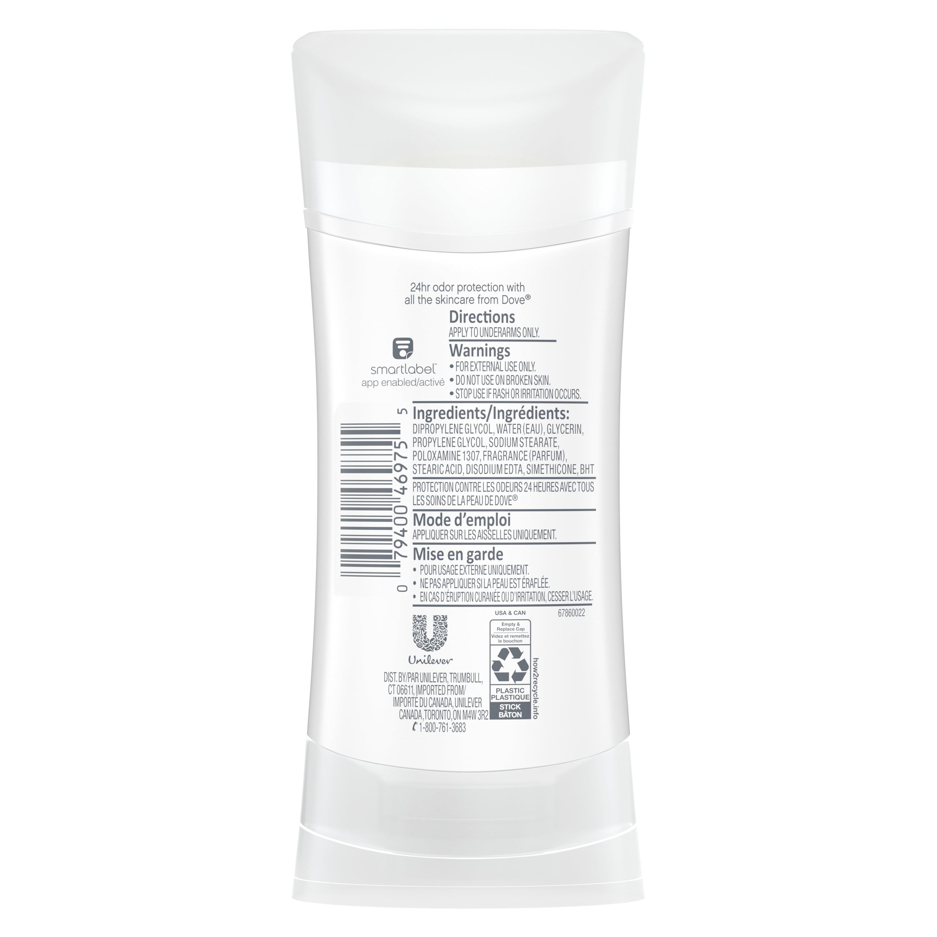 Dove 0% Aluminum Women's Sensitive Deodorant Stick, 2.6 oz