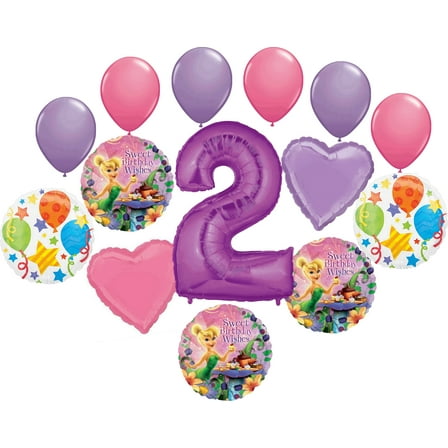 Tinkerbell Party Supplies 2nd Sweet Birthday Wishes Balloon Bouquet Decorations - Purple 2