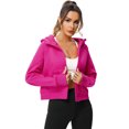 thumbnail image 3 of Women's Pullover Hoodie with Thumb Holes Long Sleeve Solid Zipper Tops for Women With Pocket, 3 of 5