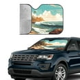 thumbnail image 4 of Fuzoiu Coastal Palm Beach Print Car Windshield Sun Shade,Block Uv Rays Sunshade,Foldable Front Window Sun Visor Protector for Car,SUV,Truck-Keep Vehicle Cool-Coastal Palm Beach, 4 of 8
