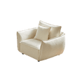 thumbnail image 4 of 1-Seater  Modern Minimalist Sofa with 1 Pillows, Linen Fabric Sofa with Wooden Frame, Upholstered Armchair for Living Room/Bedroom/Office Room, Beige, 4 of 5