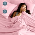 thumbnail image 3 of Bare Home Luxury Bed Sheet Set - Premium 1800 Collection - 4 Piece - Twin, Light Pink, 3 of 9