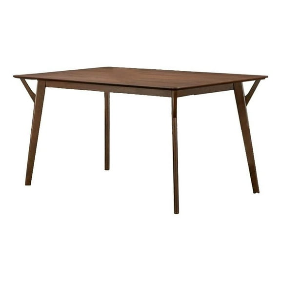 Skie Dining Table- 59 Inch Rectangular Top- Angled Legs- Brown Solid Wood