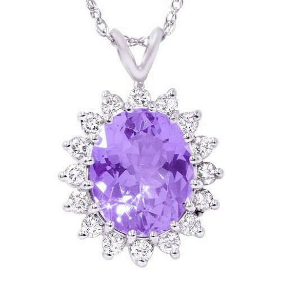 Pompeii 5 1/2ct Amethyst Diamond Pendant 14K White Gold (G,I1)