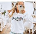 thumbnail image 2 of Retro Christmas Rainbow Trout Wearing Santa Hat Sweatshirt, Flyfishing Sweatshirt - Sizes S-5XL ,Art Print JSC, 2 of 5