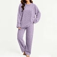 thumbnail image 2 of Nugftut Pajama Sets for Women Soft Comfy Fluffy Pajamas Fleece Pullover Ribbed Pjs Warm Plush Lounge Sleepwear 2 Piece, 2 of 9