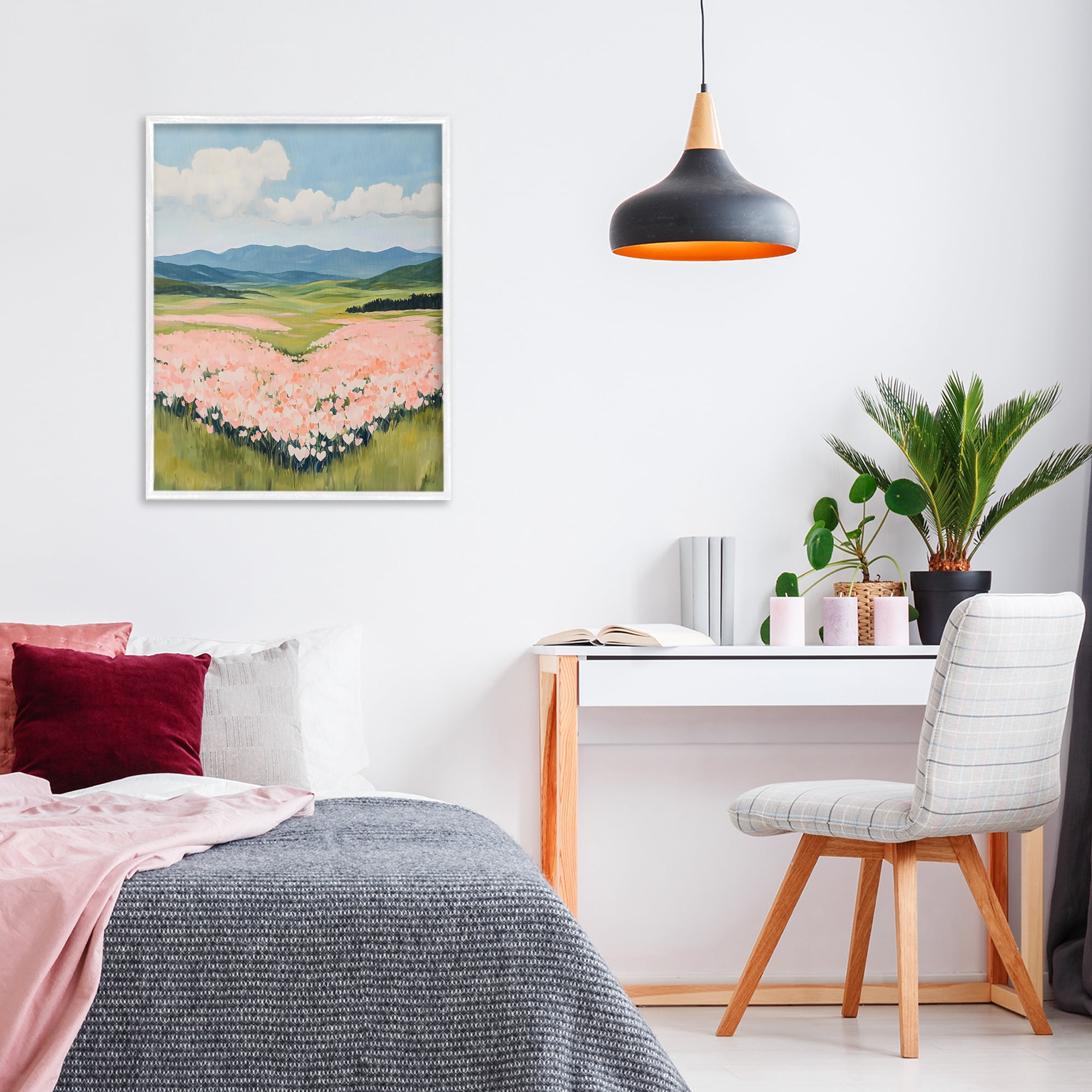 Stupell Industries Heart Shaped Flower Field White Framed Giclee Art, design by The Prints Vibe