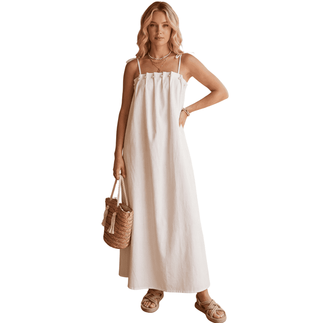 Vestido Largo Mujer Tirantes Ajustables | Corte Amplio Fluido Tipo Maxi