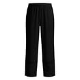 thumbnail image 2 of Costeam Womens Capri Pants Cotton Linen Blend Wide Leg with Side Pockets Mid Rise Relaxed Waist Lace Embroidery Split Cuff Cropped Trousers Lightweight Breathable Soft Casual Summer Bottoms, 2 of 7