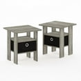Furinno 2 Petite End Table Bedroom Night Stand Set of Two, Gray/Black