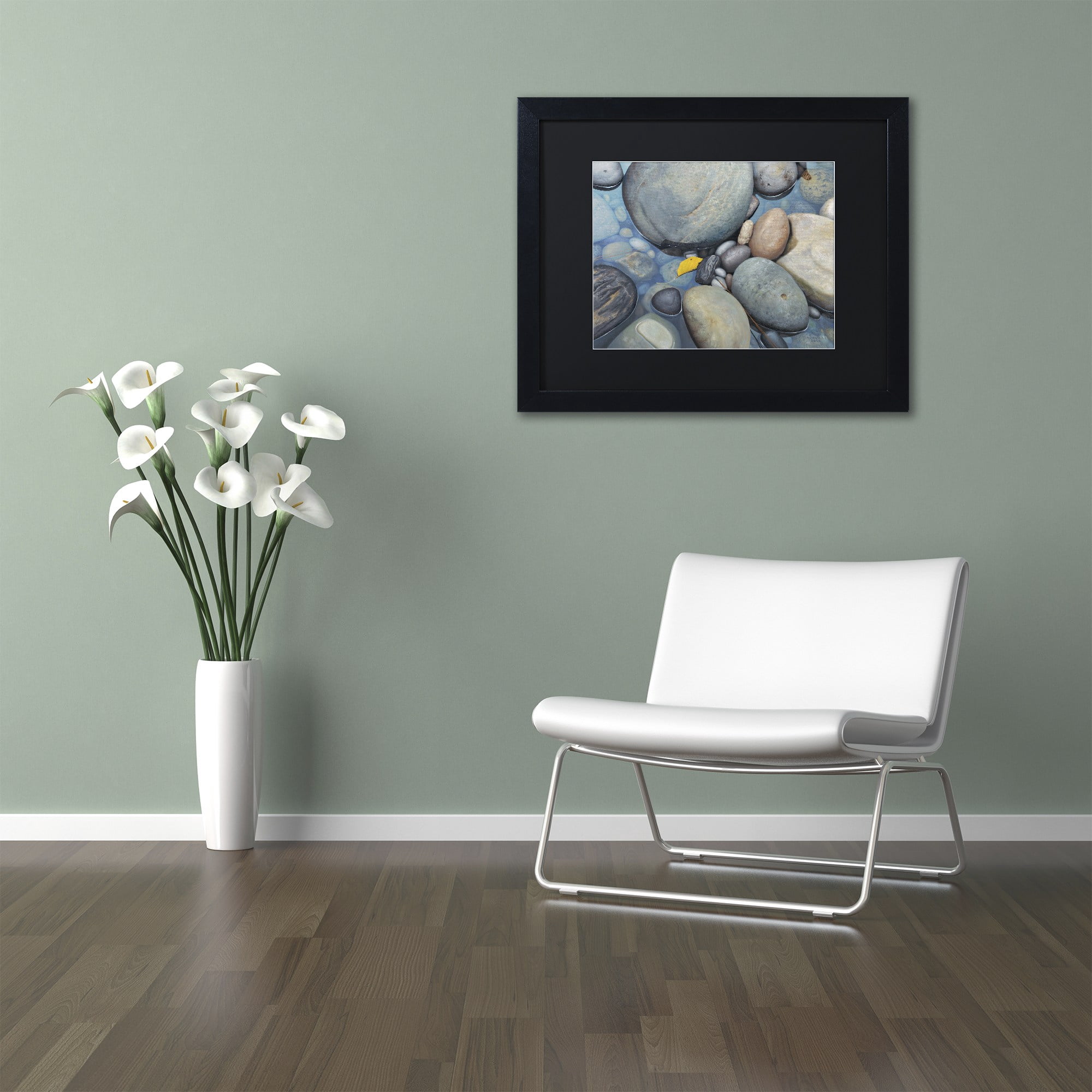 Trademark Fine Art "Reflections on a Gray Day" Canvas Art by Stephen Stavast, Black Matte, Black Frame