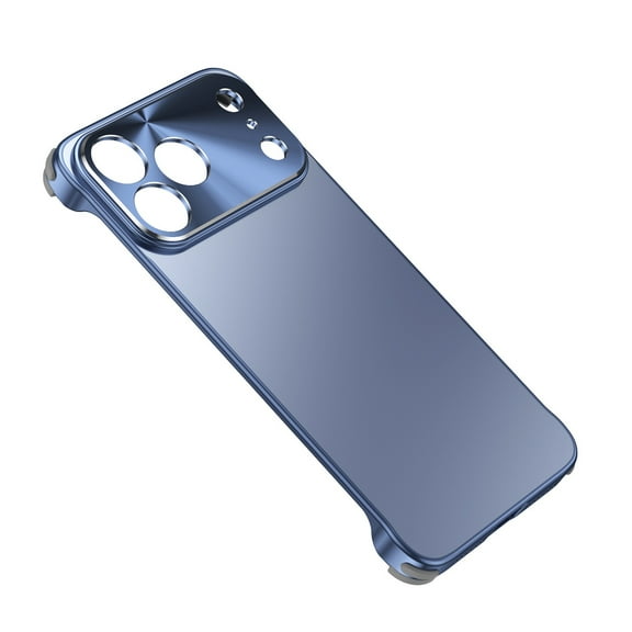 For iPhone 17 Pro Max Borderless Phone Case,Non-Slip Ultra Slim Rugged Hard PC Metal,Shockproof Anti-fall Protection Lightweight Thin Fit Durable Rugged Frameless Phone Case,Blue